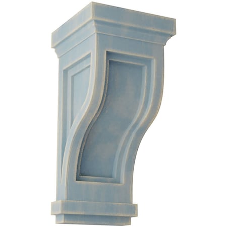 Ekena Millwork 4 3/4"W x 5"D x 10"H Traditional Recessed Wood Vintage Decor Corbel, Driftwood Blue CORWD04X05X10TRBU